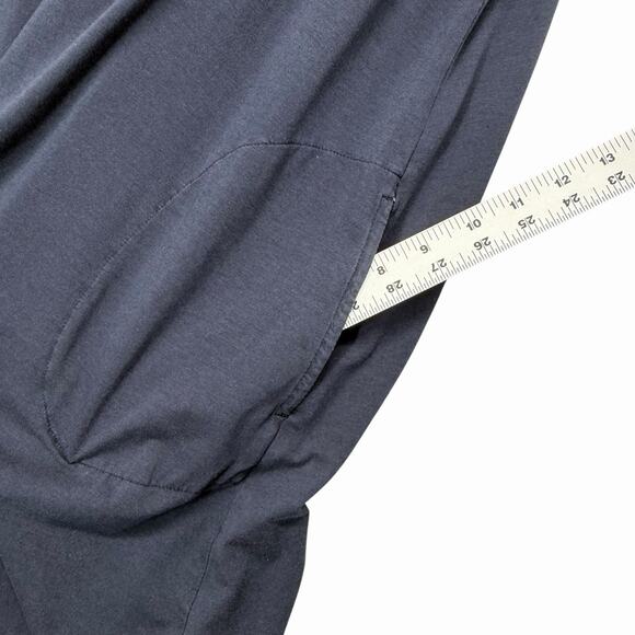 J Jill Shirt Dress Sz M Navy Blue Button Front A-Line Short Sleeve Pima Cotton - Picture 6 of 9